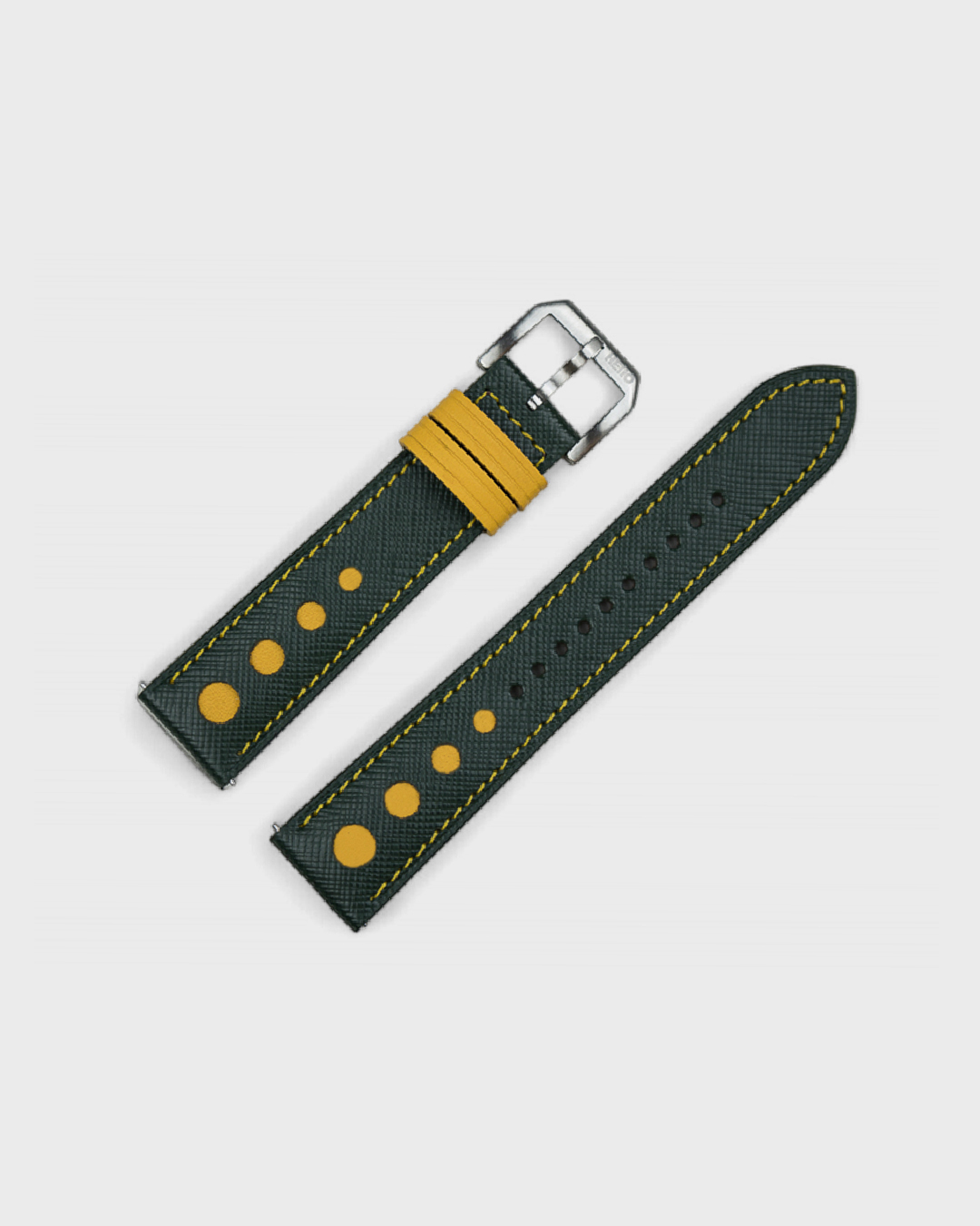 Senna__rally style italian leather watch strap in 22mm