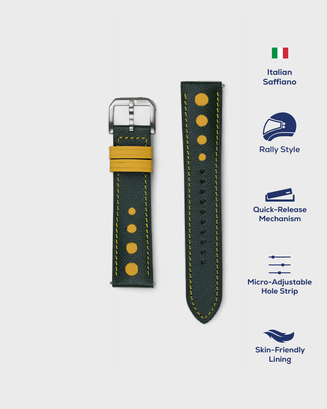 Senna__rally style italian leather watch strap
