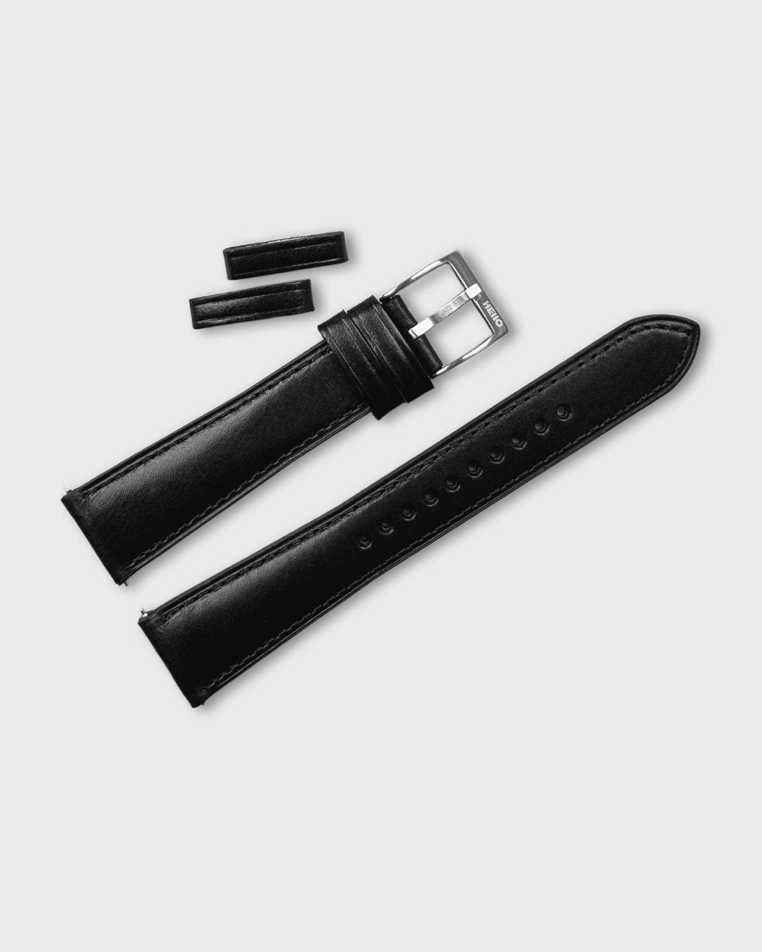 Noir (Black)__Black Leather Dress watch strap 18mm / 19mm / 20mm / 22mm