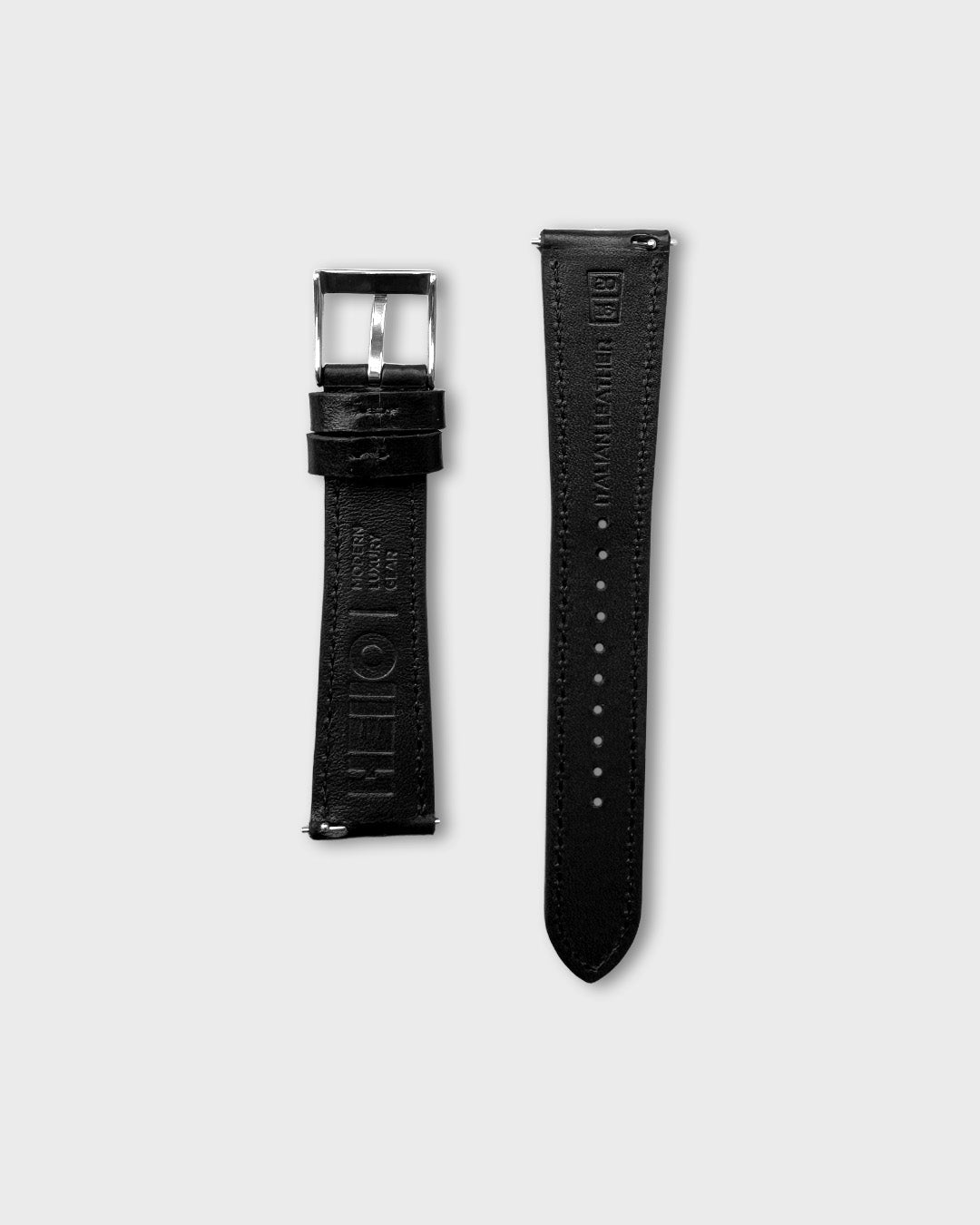 Noir (Black)__Black Leather Dress watch strap 18mm / 19mm / 20mm / 22mm