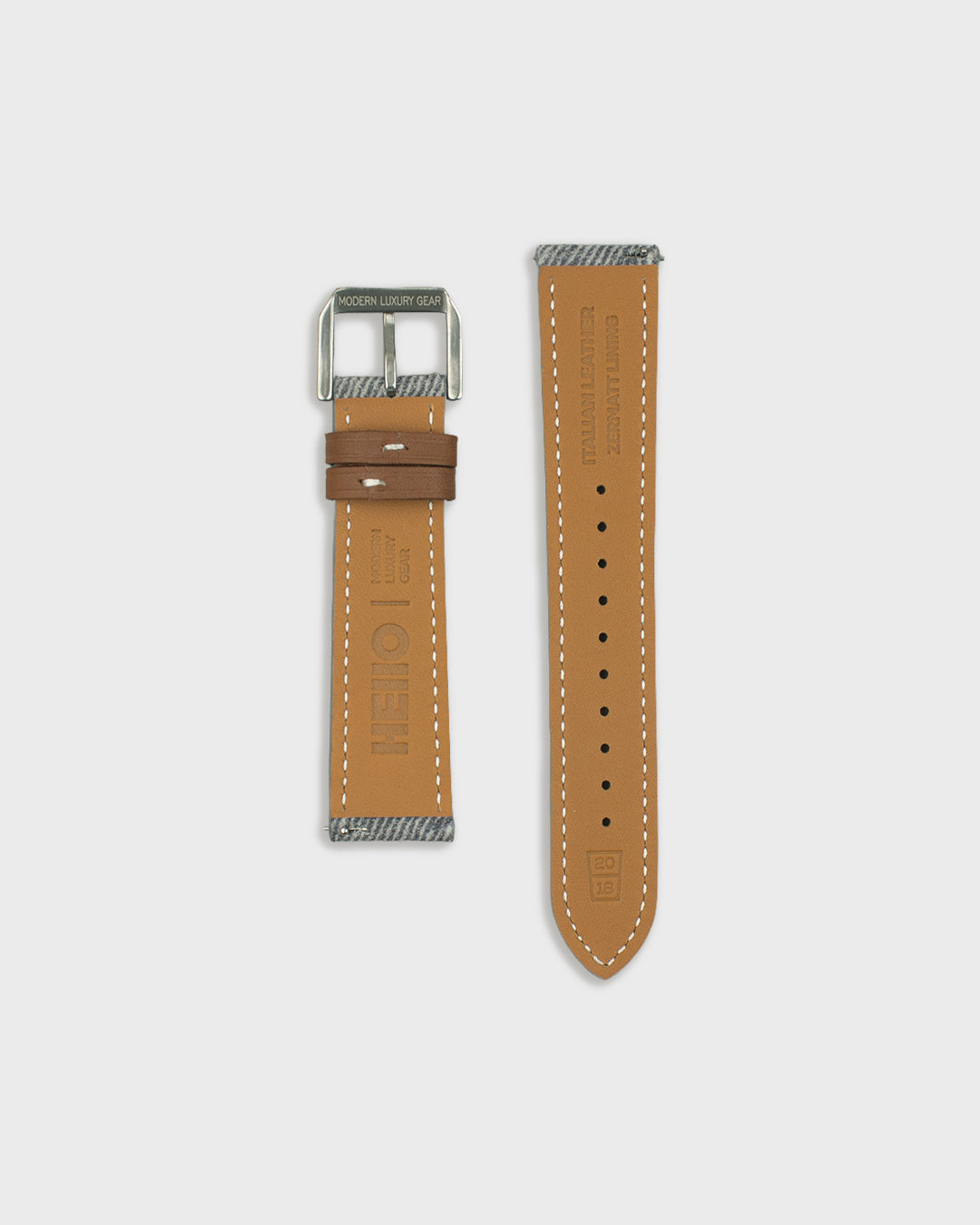 Stone Wash__Denim Leather Watch Strap with Zermat Lining