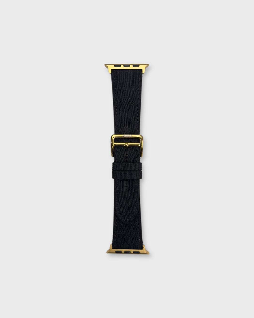 Noir Weave__Apple Watch Strap Golden in Khadi Silk Fabric In Black colour