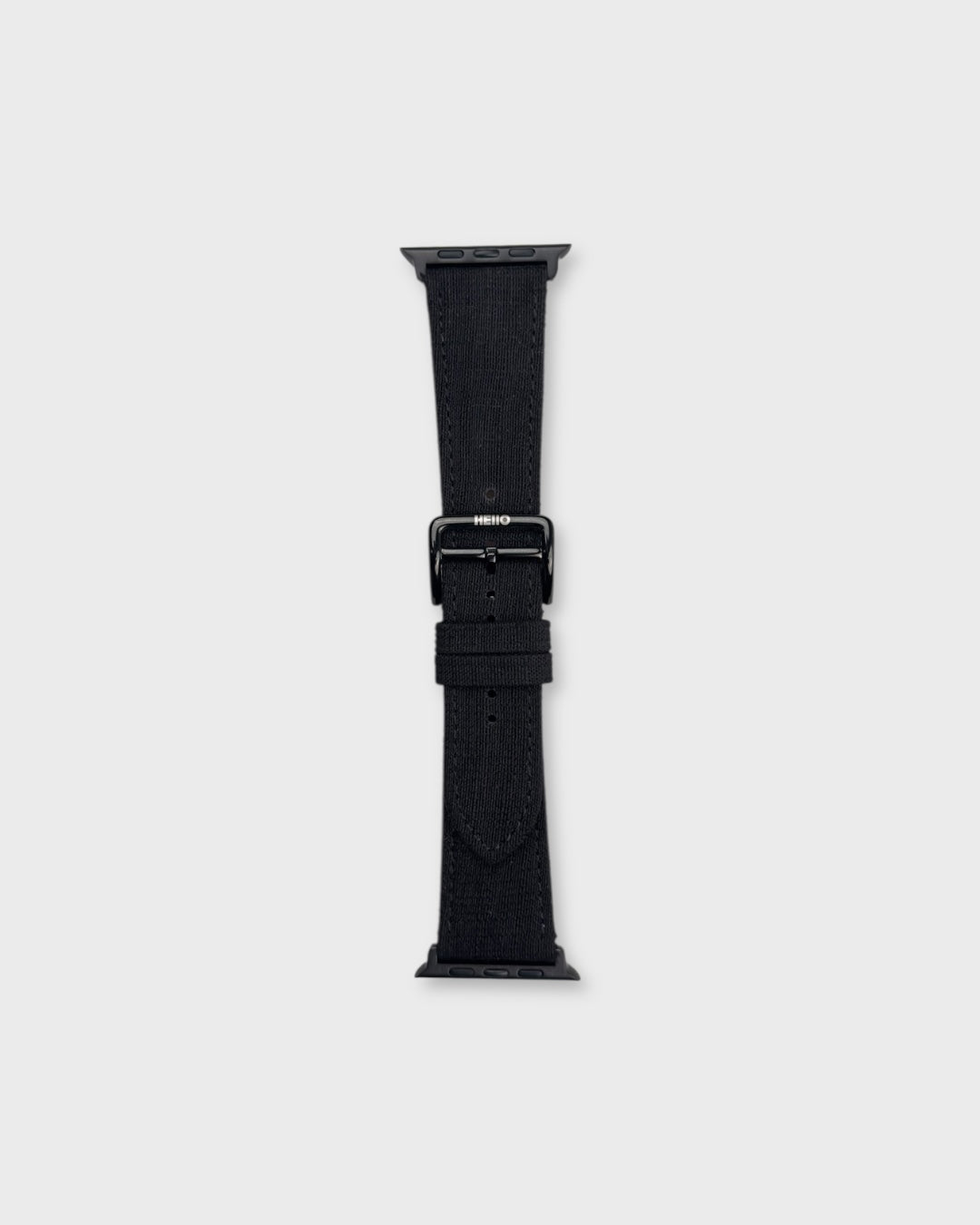 Noir Weave__Apple Watch Strap Golden in Khadi Silk Fabric In Black colour