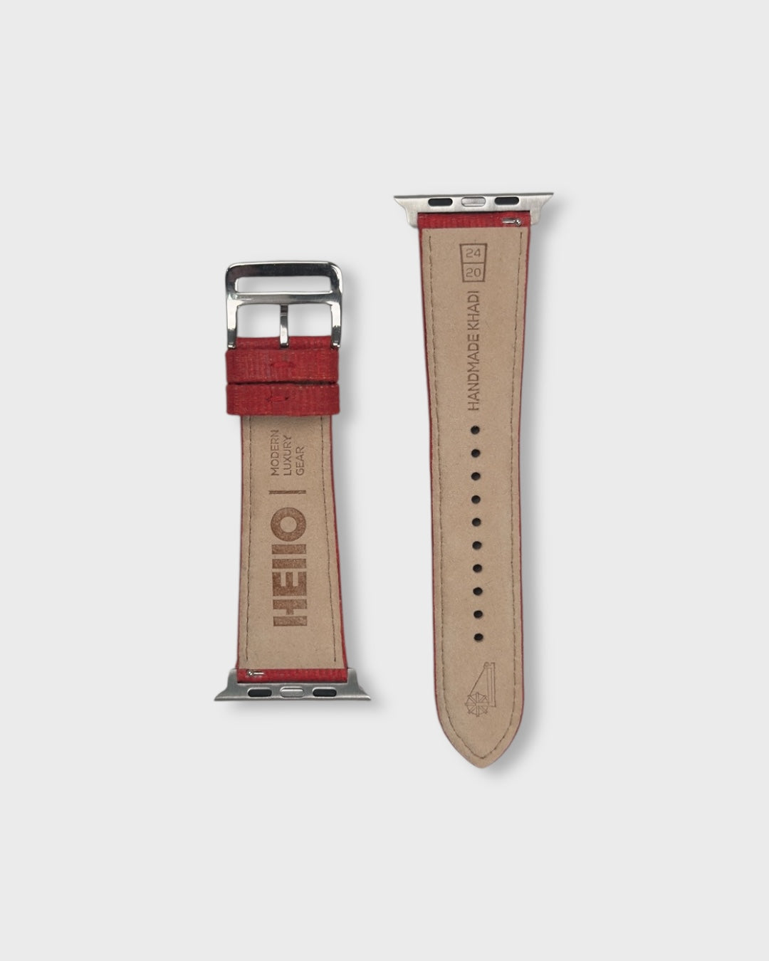 Crimson Drap__Apple Watch Strap in Handmade Khadi Silk Fabric