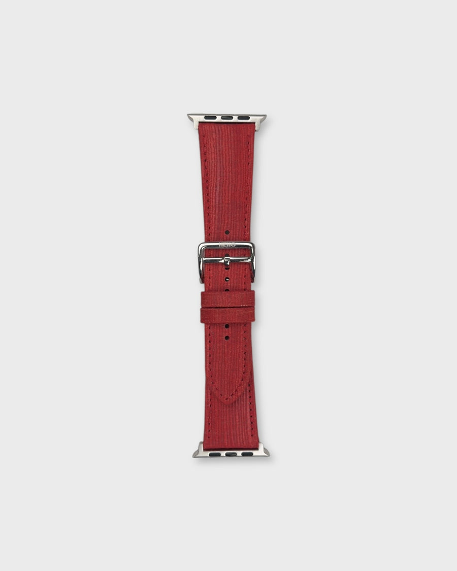 Crimson Drap__Apple Watch Strap in Khadi Silk Fabric in Red Colour