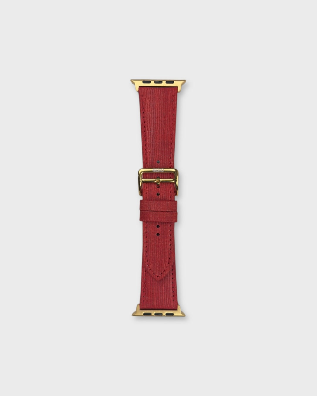 Crimson Drap__Apple Watch Strap Golden in Khadi Silk Fabric in Red colour