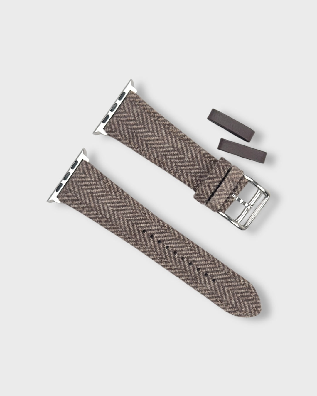 Truffle__Fabric Apple Watch Strap in brown coloured Tweed