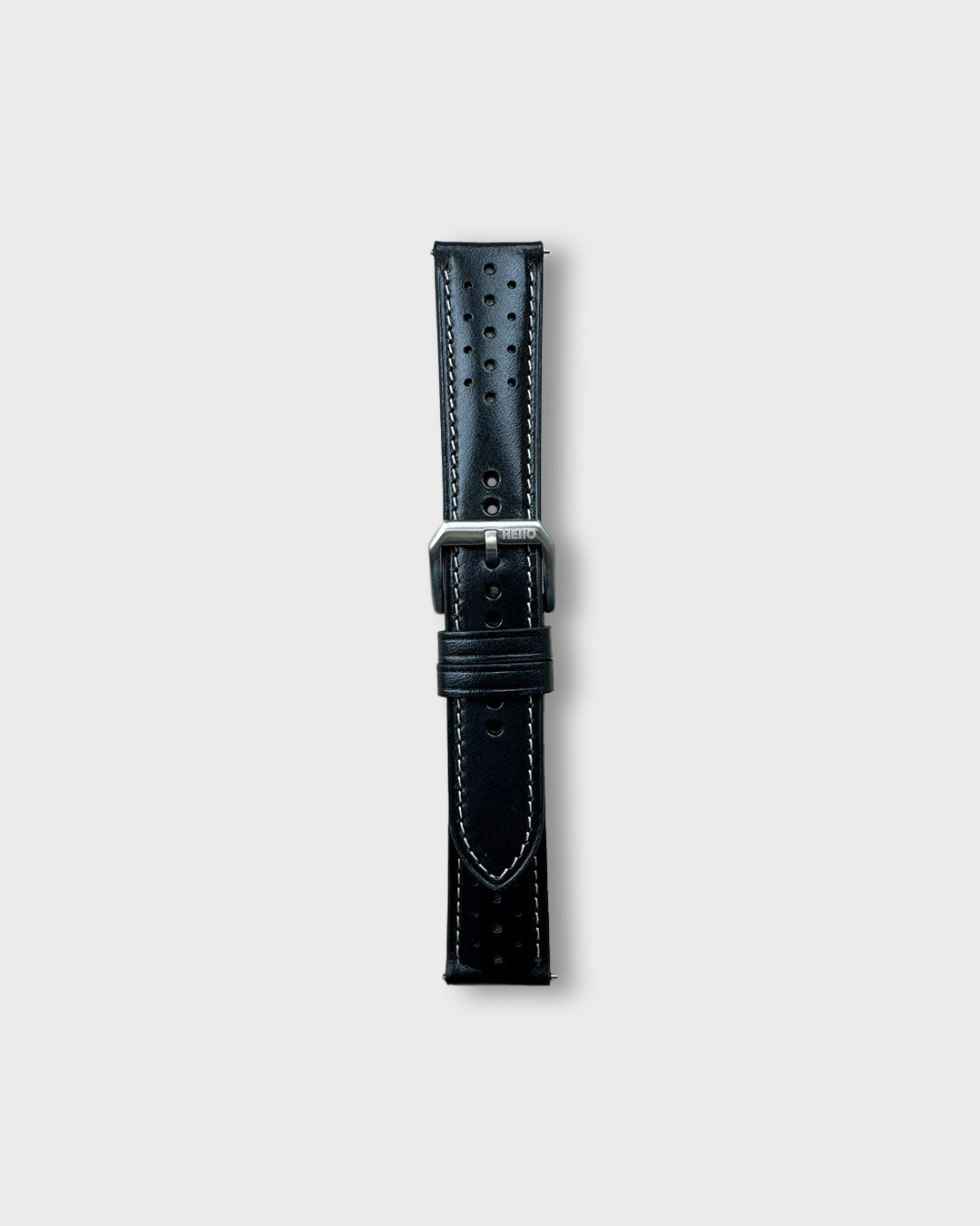 IMOLA (Black)__Black leather watch strap_Racer Style_20mm / 22mm
