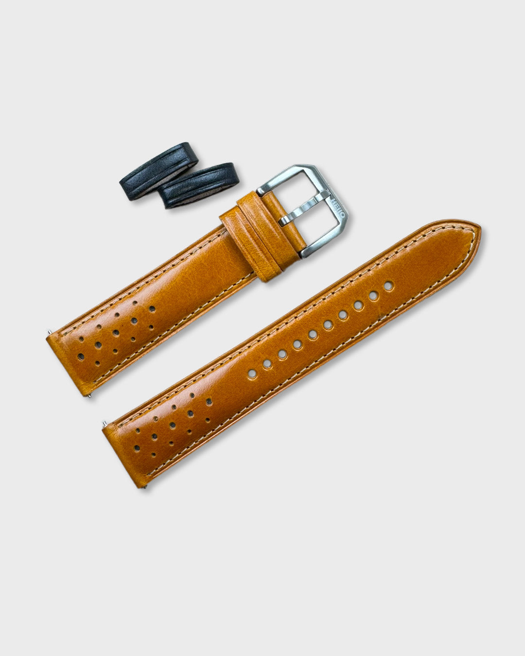 SUZUKA (Light Tan)__Tan leather watch strap_Racer Style_20mm / 22mm