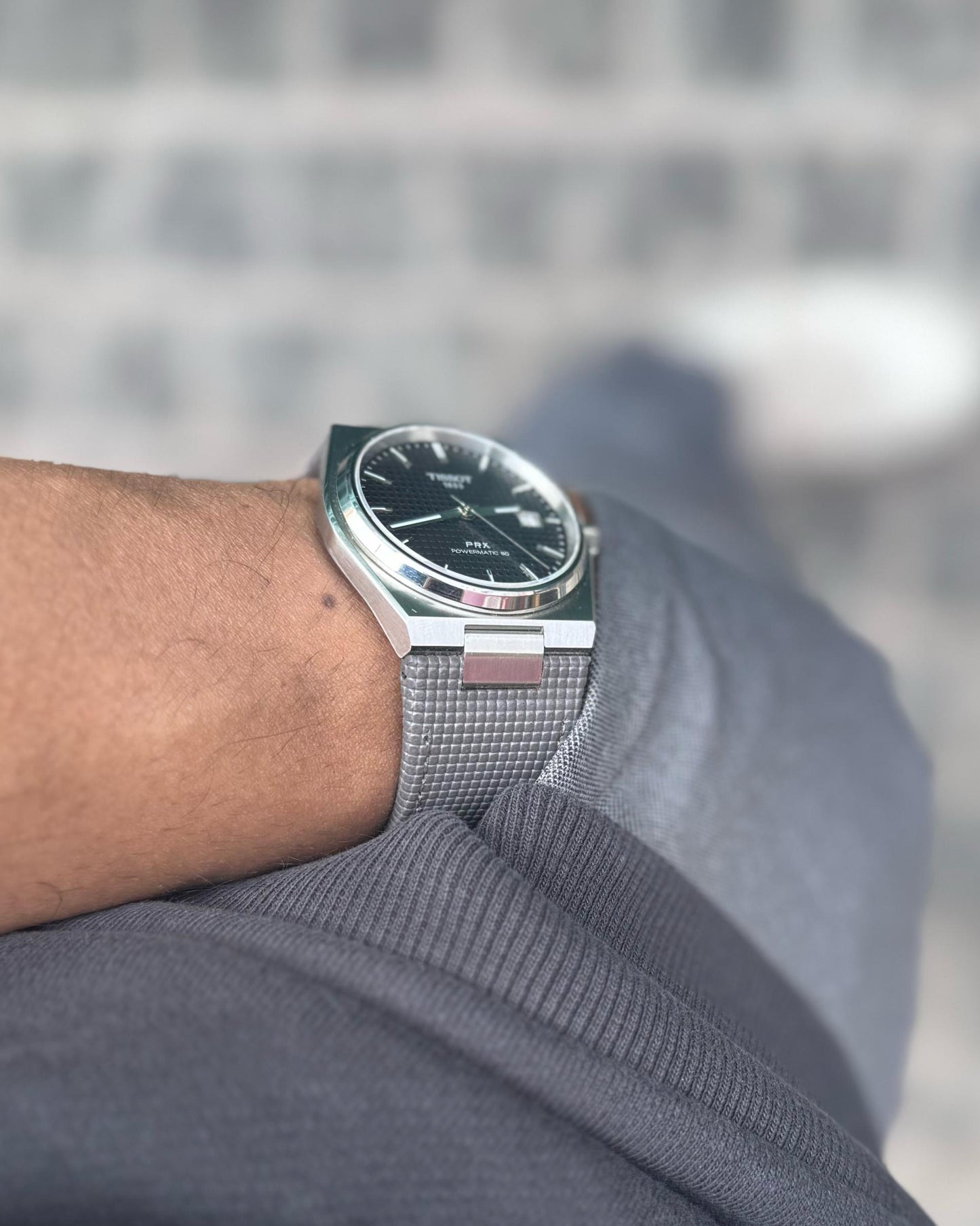 Shadow grid - Stealth__ , Tissot PRX Leather Strap for 40mm