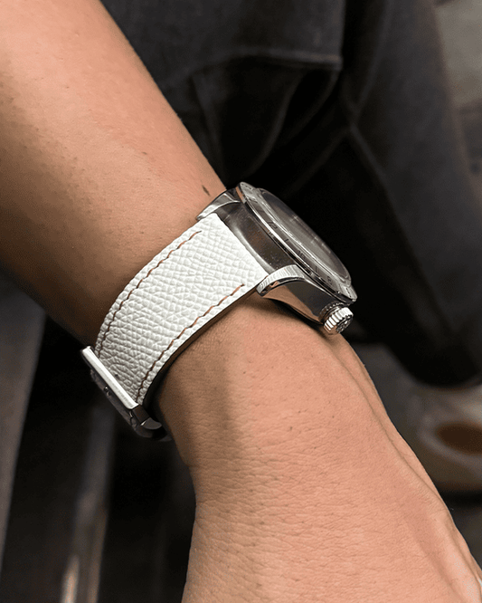 Cappuccino Cream__White Brown Epsom Italian Leather Watch strap 