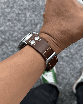 Led Zep (Classic Brown) / 20mm / IWC Style Tang Steel Buckle - Silver