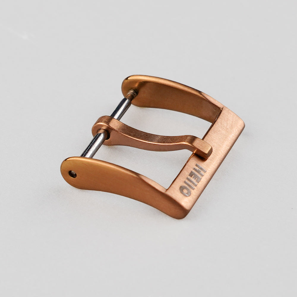 Rose Gold Brushed__Slim dress tang buckle in brushed rose gold stainless steel for dress watch straps — HEllO, view 4