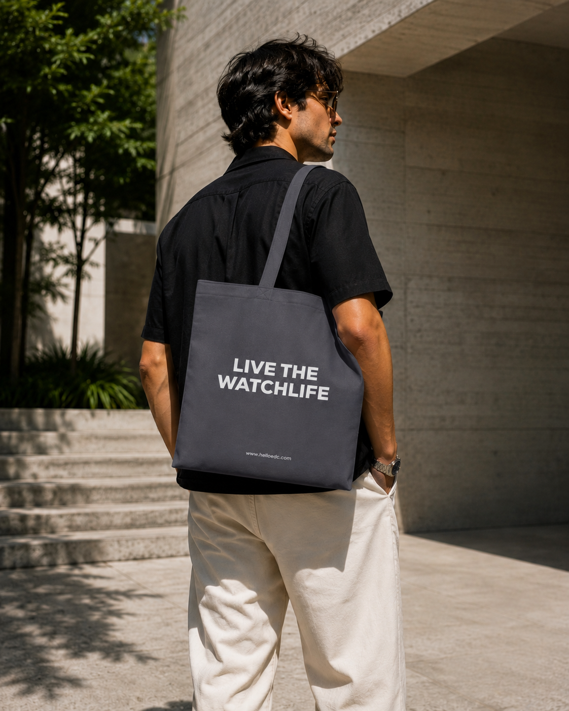 STUDIO GREY__The GTG Tote - Hello Canvas Tote Bag for watch life and Get-together