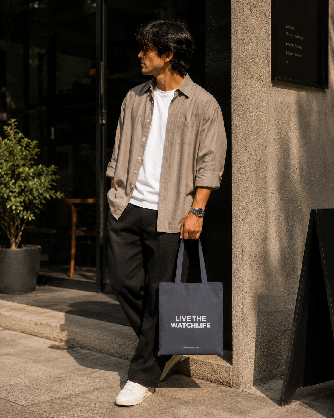 STUDIO GREY__The GTG Tote - Hello Canvas Tote Bag for watch life and Get-together