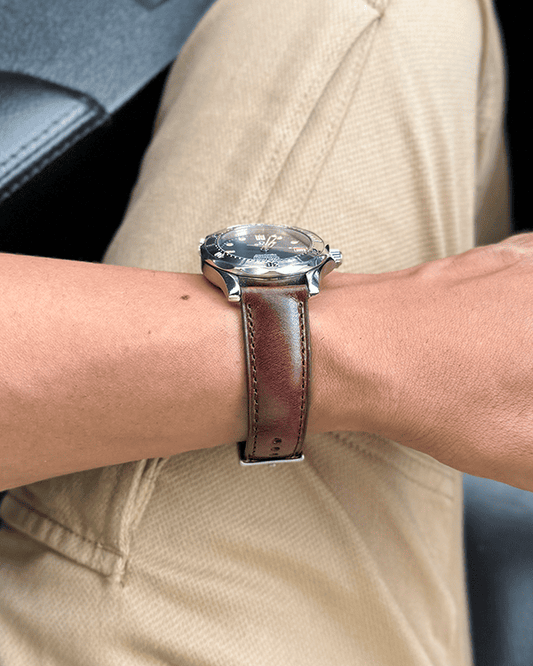 Bourbon ( Deep brown)__Dark brown Leather Dress watch strap 18mm / 19mm / 20mm / 22mm