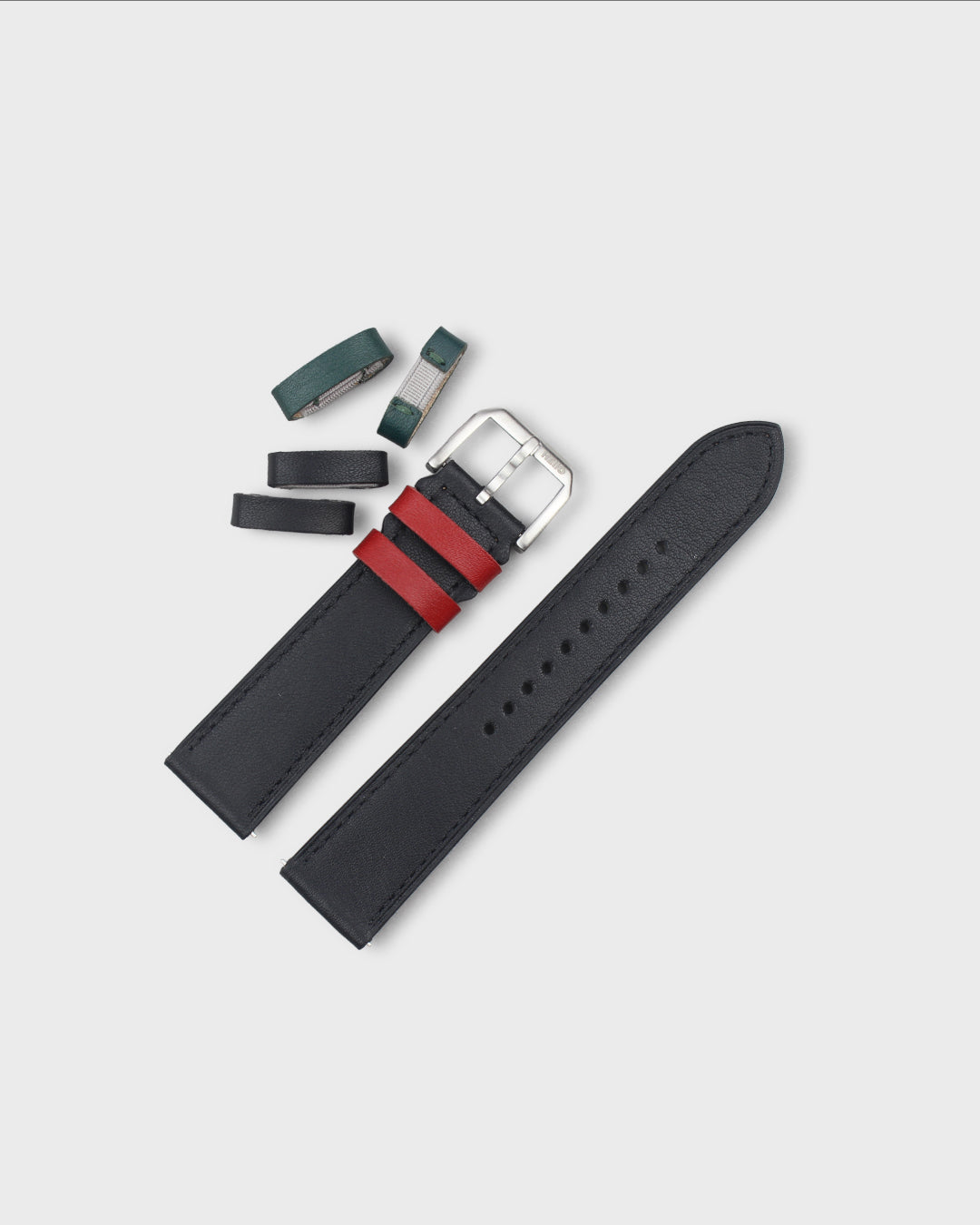 Graphite (Black)__Premium Italian Napa Leather Watch strap by Hello EDC in Black 18mm, 20mm & 22mm lug width sizes with FLEXA keeper system
