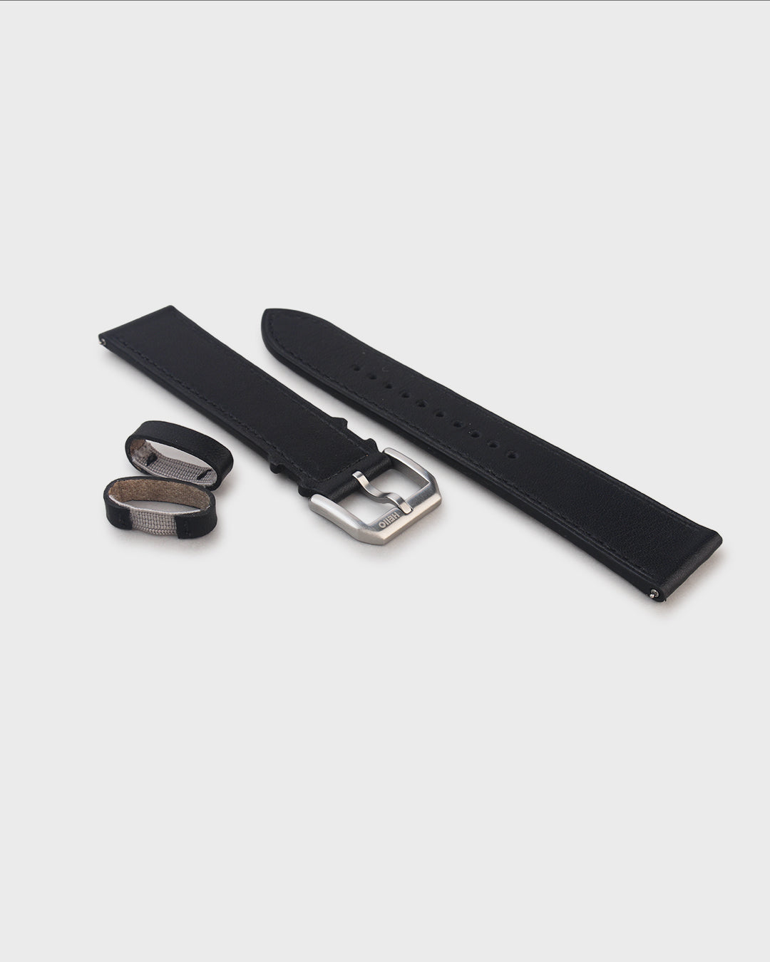 Graphite (Black)__Premium Italian Napa Leather Watch strap by Hello EDC in Black 18mm, 20mm & 22mm lug width sizes with FLEXA keeper system