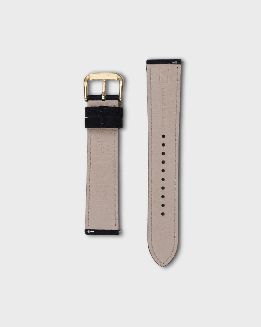 Winter Night__Premium Watch Strap in Goat Suede leather Black Colour with Gold SS Finish Buckle