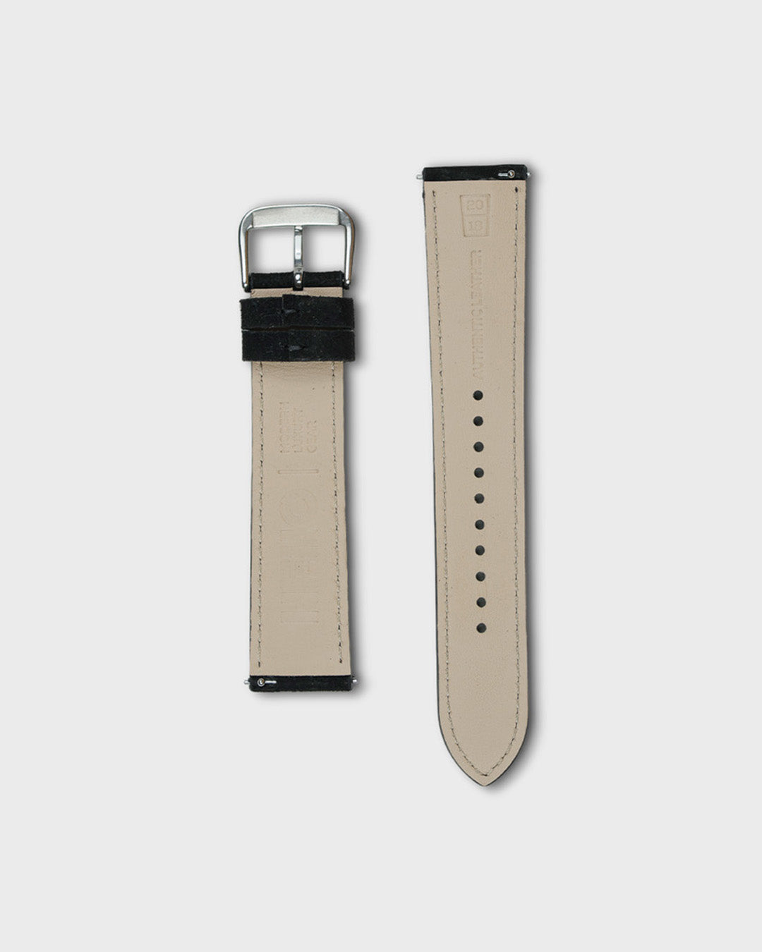 Winter Night__Premium Watch Strap in Goat Suede leather Black Colour with Silver SS Finish Buckle 20mm