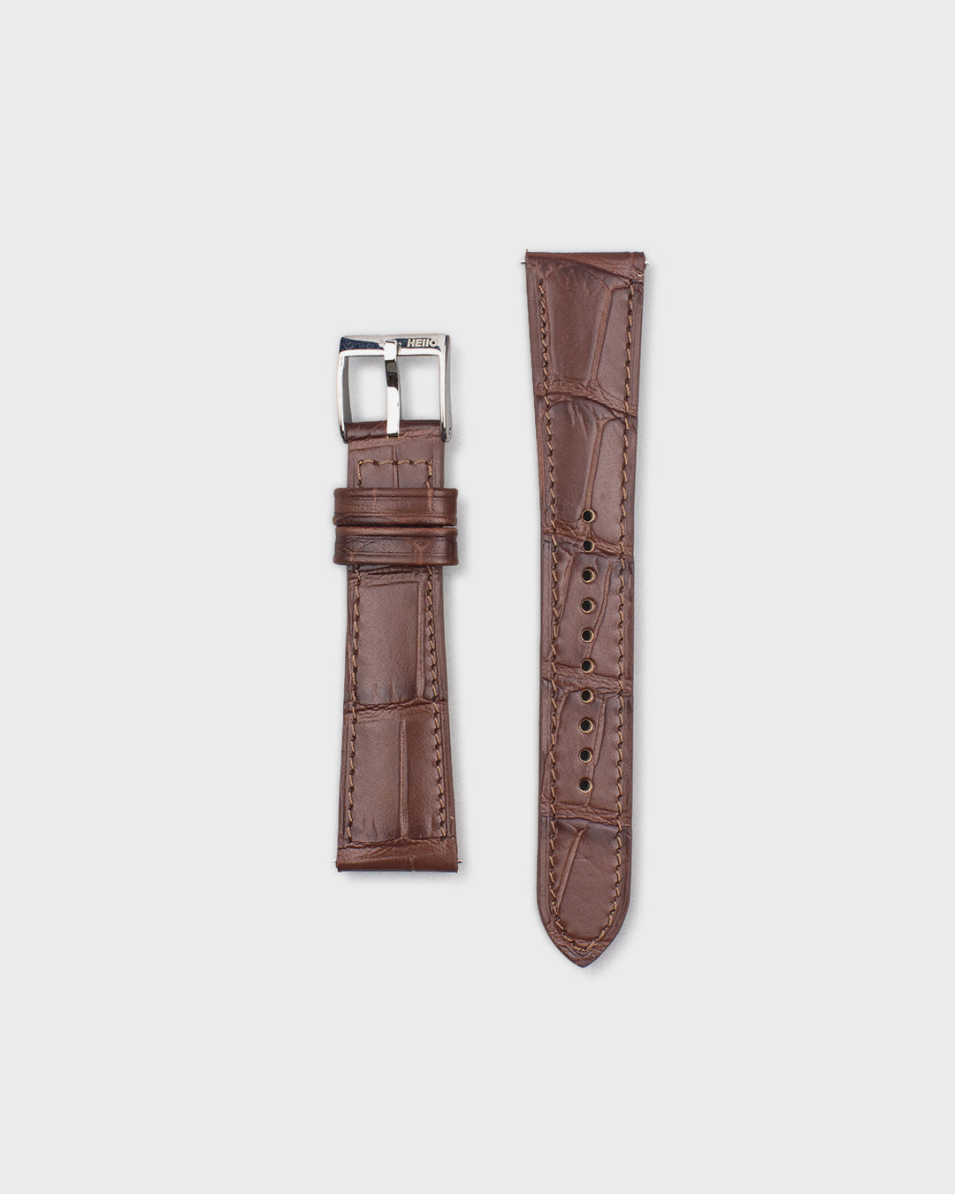 Classic Mahogany (Brown)__Croc Print Italian Leather Watch Strap in brown colour for Luxury Dress Watches Lug width sizes : 18mm, 19mm, 20mm, 22mm