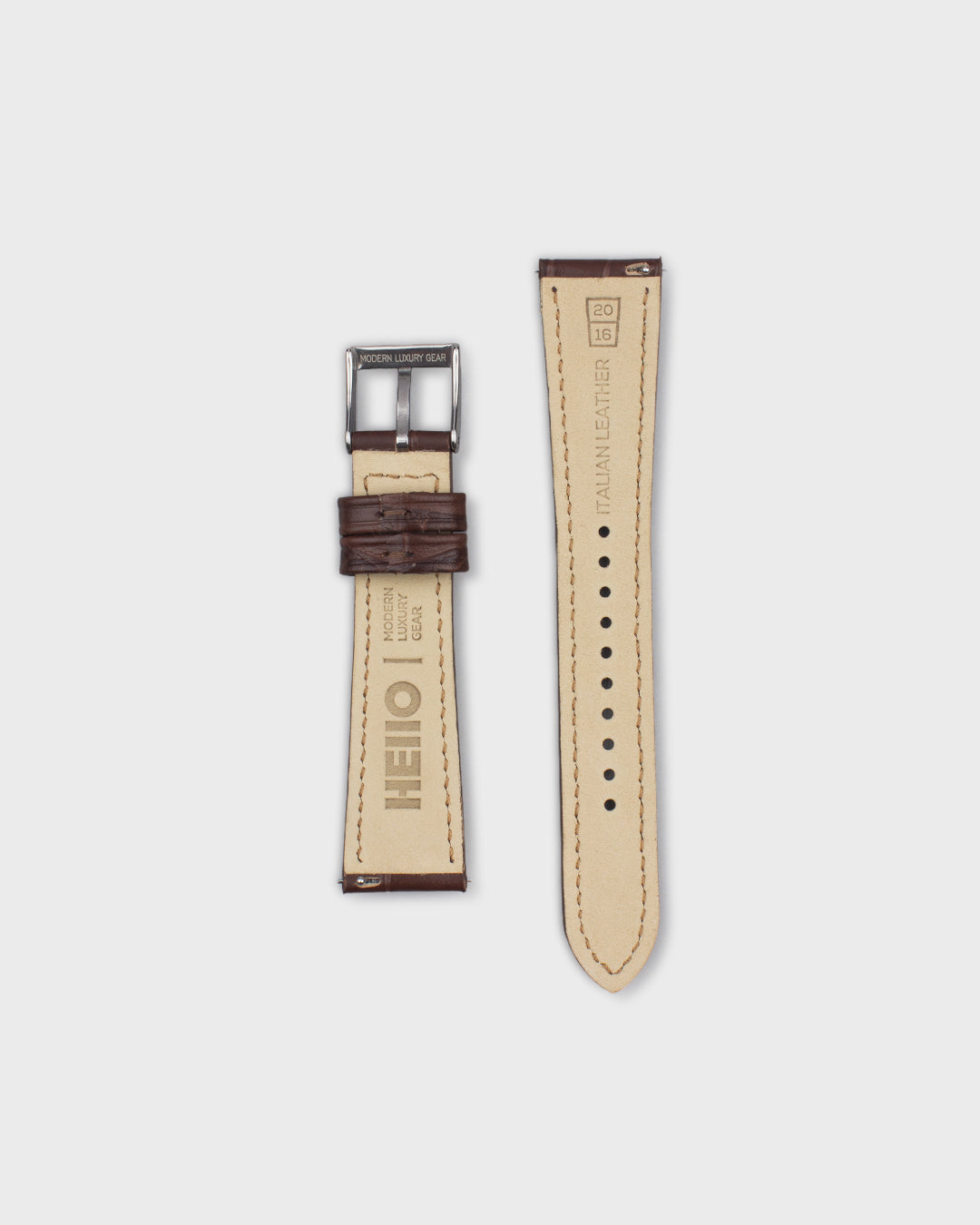 Classic Mahogany (Brown)__Croc Print Italian Leather Watch Strap in brown colour for Luxury Dress Watches Lug width sizes : 18mm, 19mm, 20mm, 22mm