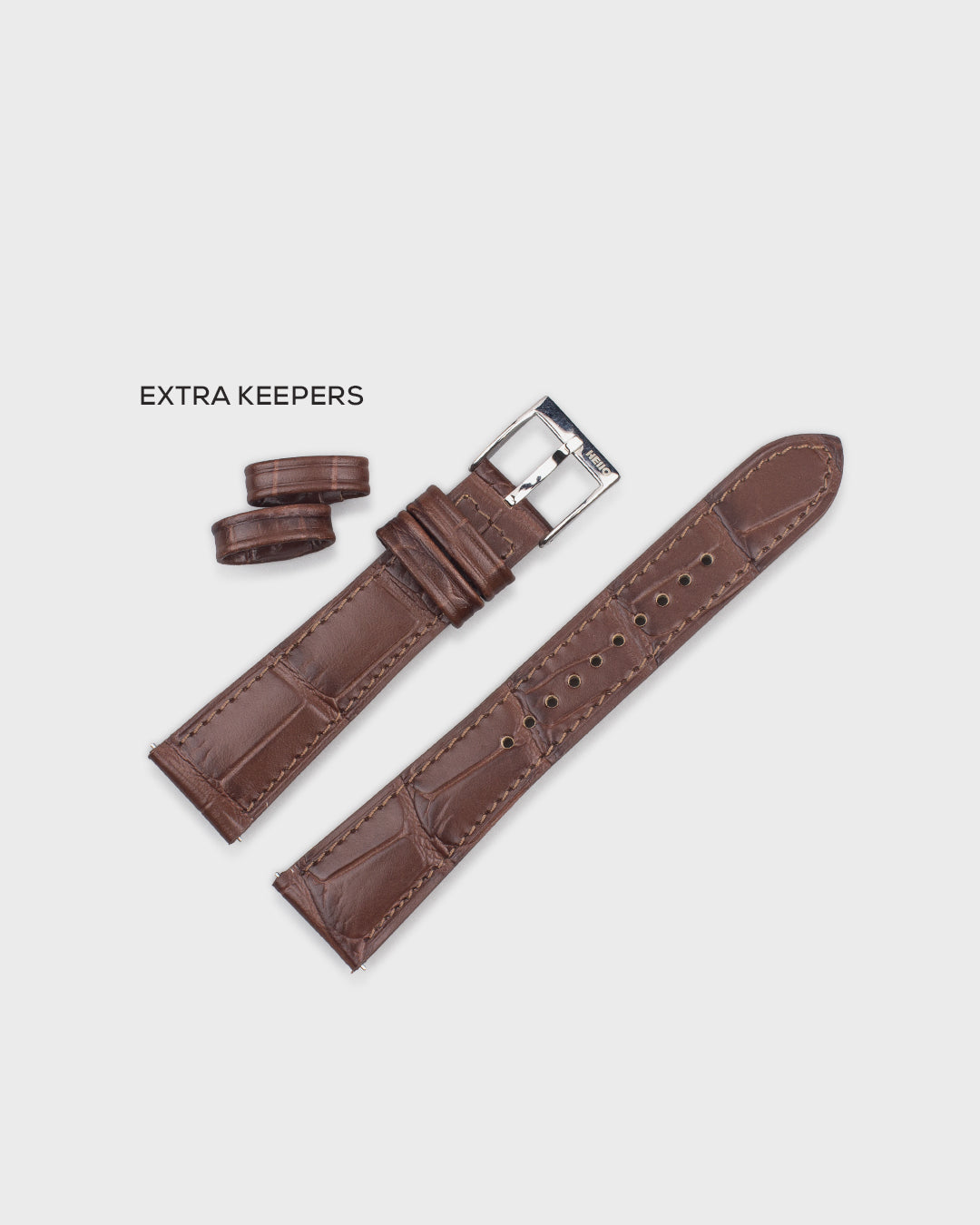 Classic Mahogany (Brown)__Croc Print Italian Leather Watch Strap in brown colour for Luxury Dress Watches Lug width sizes : 18mm, 19mm, 20mm, 22mm