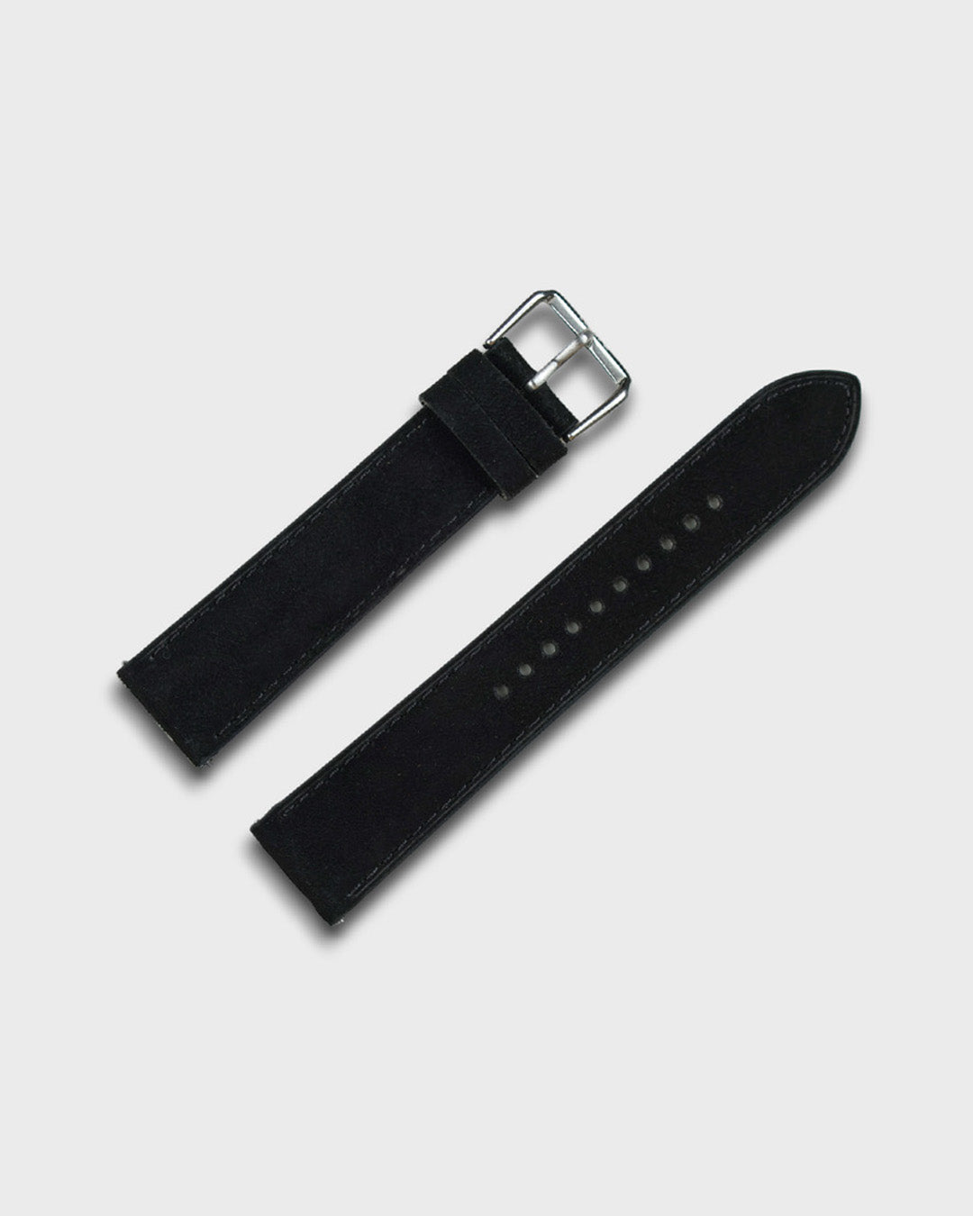 Winter Night__Premium Watch Strap in Goat Suede leather Black Colour with Silver SS Finish Buckle