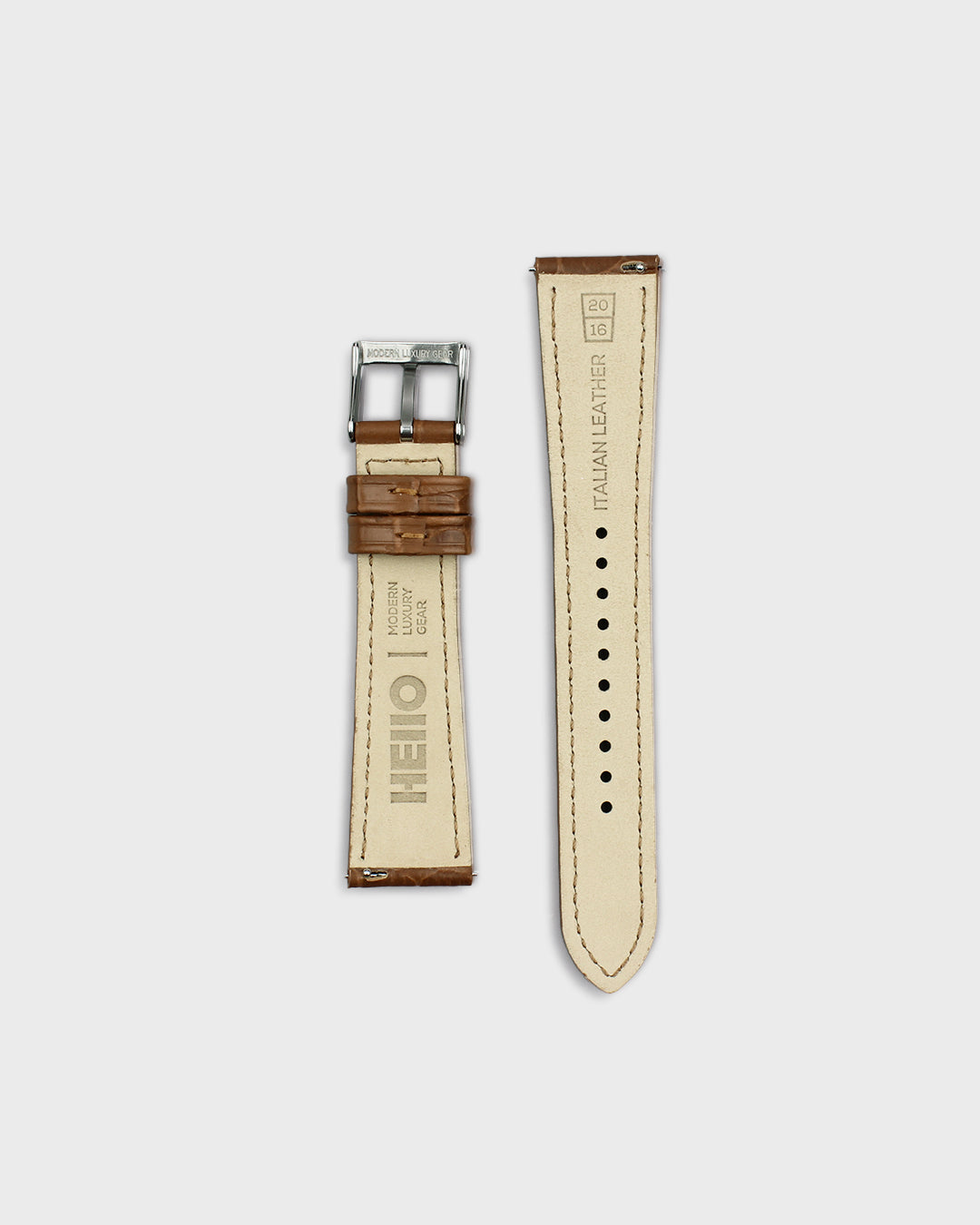 Deep Fawn (Tan)__Croc Print Italian Leather Watch Strap in Dull Tan colour for Luxury Dress Watches Lug width sizes : 18mm, 19mm, 20mm, 22mm