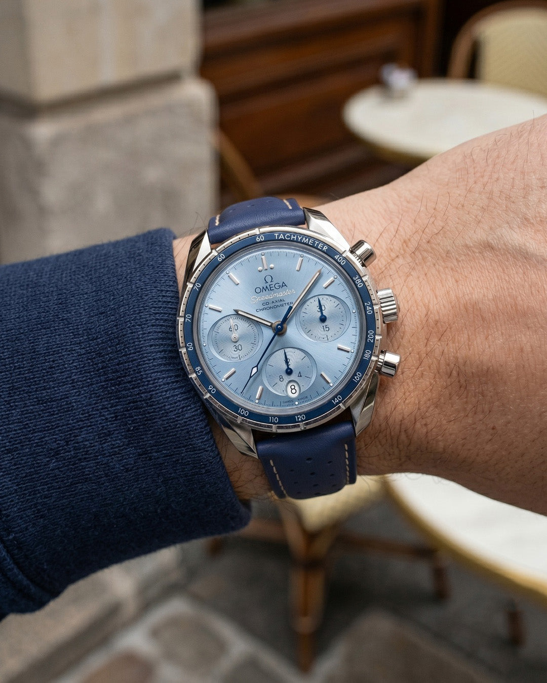 PITLANE (Navy)__Racer Style premium Italian Leather Watch Strap in Grey colour. Available in 20mm & 22m lug width.