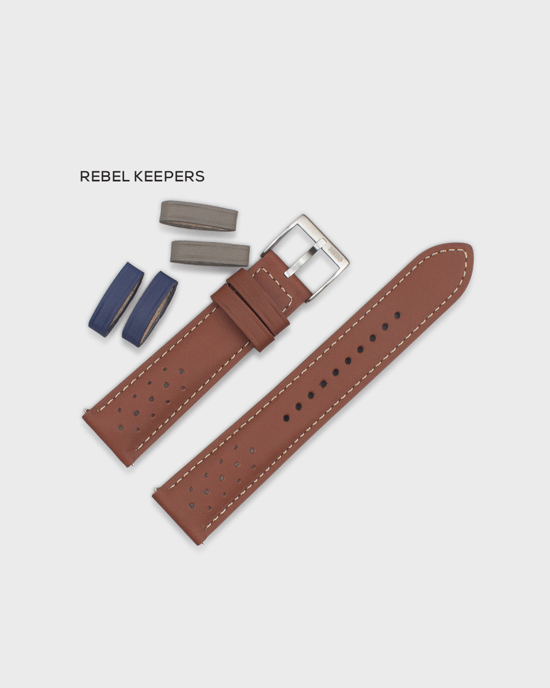 SADDLE (Mocha Brown)__Racer Style premium Italian Leather Watch Strap in Grey colour. Available in 20mm & 22m lug width.