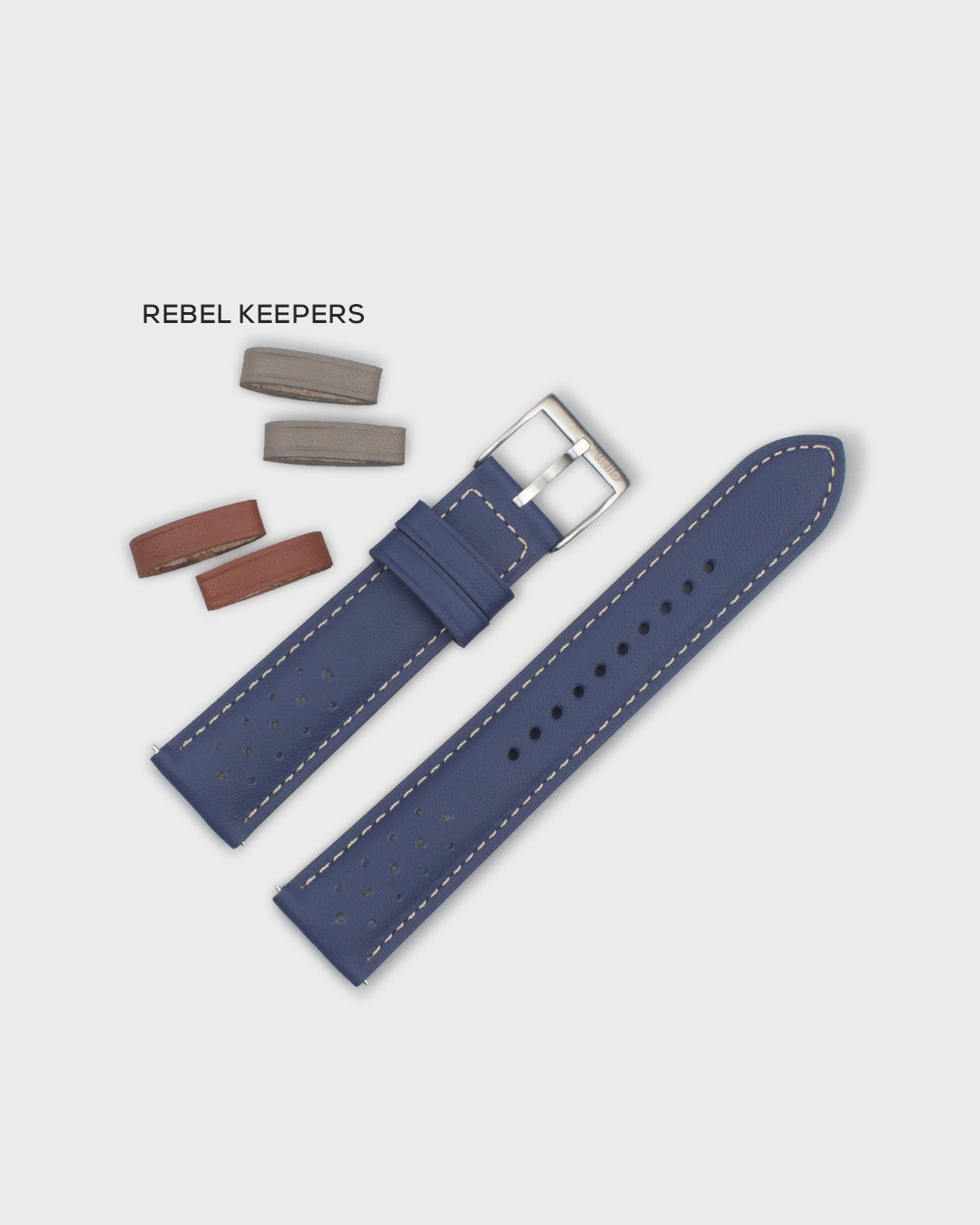 PITLANE (Navy)__Racer Style premium Italian Leather Watch Strap in Grey colour. Available in 20mm & 22m lug width.