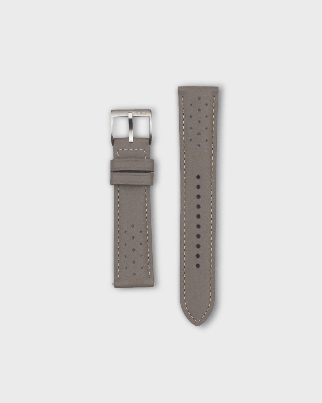 TARMAC (Warm Grey)__Racer Style premium Italian Leather Watch Strap in Grey colour. Available in 20mm & 22m lug width.
