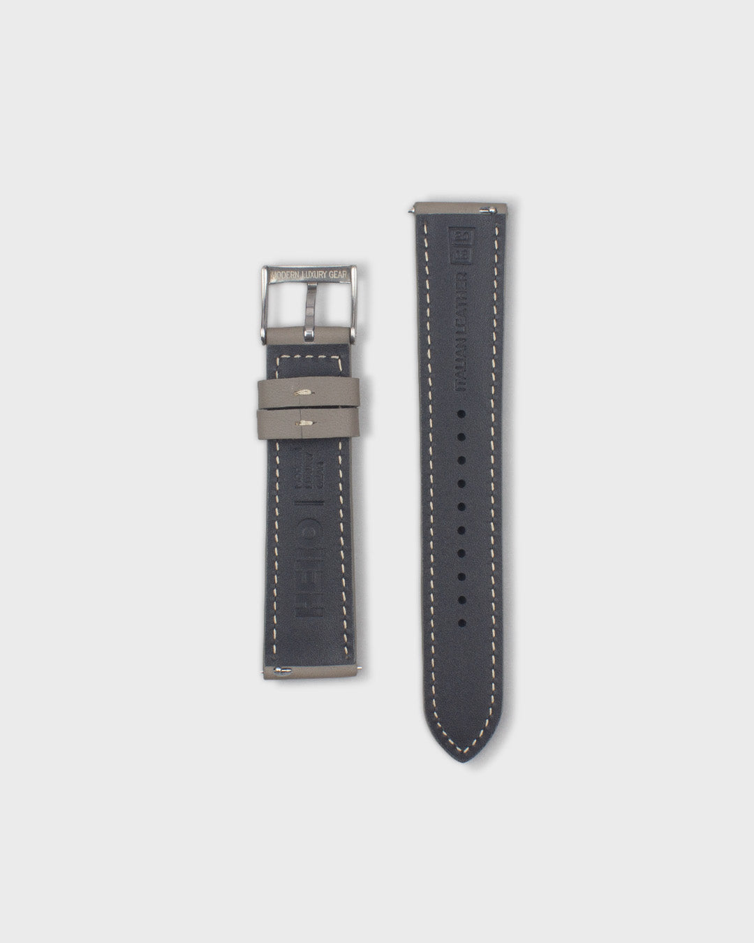 TARMAC (Warm Grey)__Racer Style premium Italian Leather Watch Strap in Grey colour. Available in 20mm & 22m lug width.