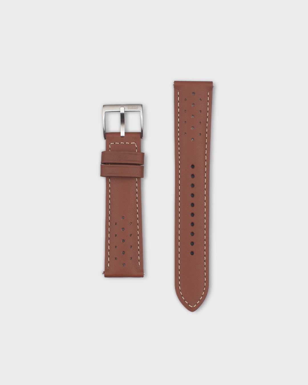 SADDLE (Mocha Brown)__Racer Style premium Italian Leather Watch Strap in Grey colour. Available in 20mm & 22m lug width.