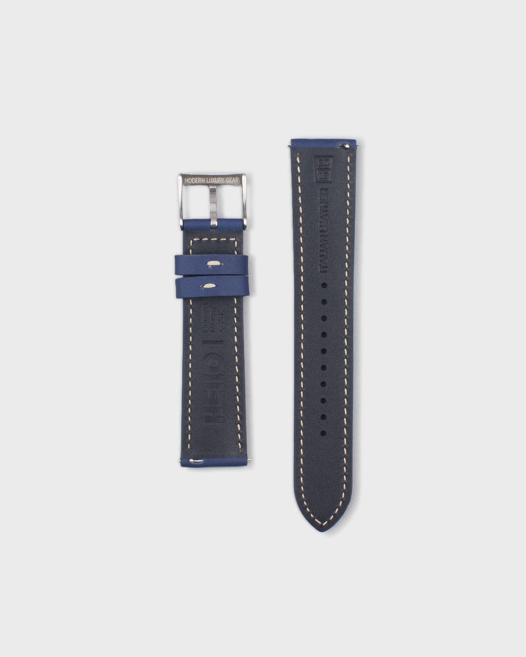 PITLANE (Navy)__Racer Style premium Italian Leather Watch Strap in Grey colour. Available in 20mm & 22m lug width.