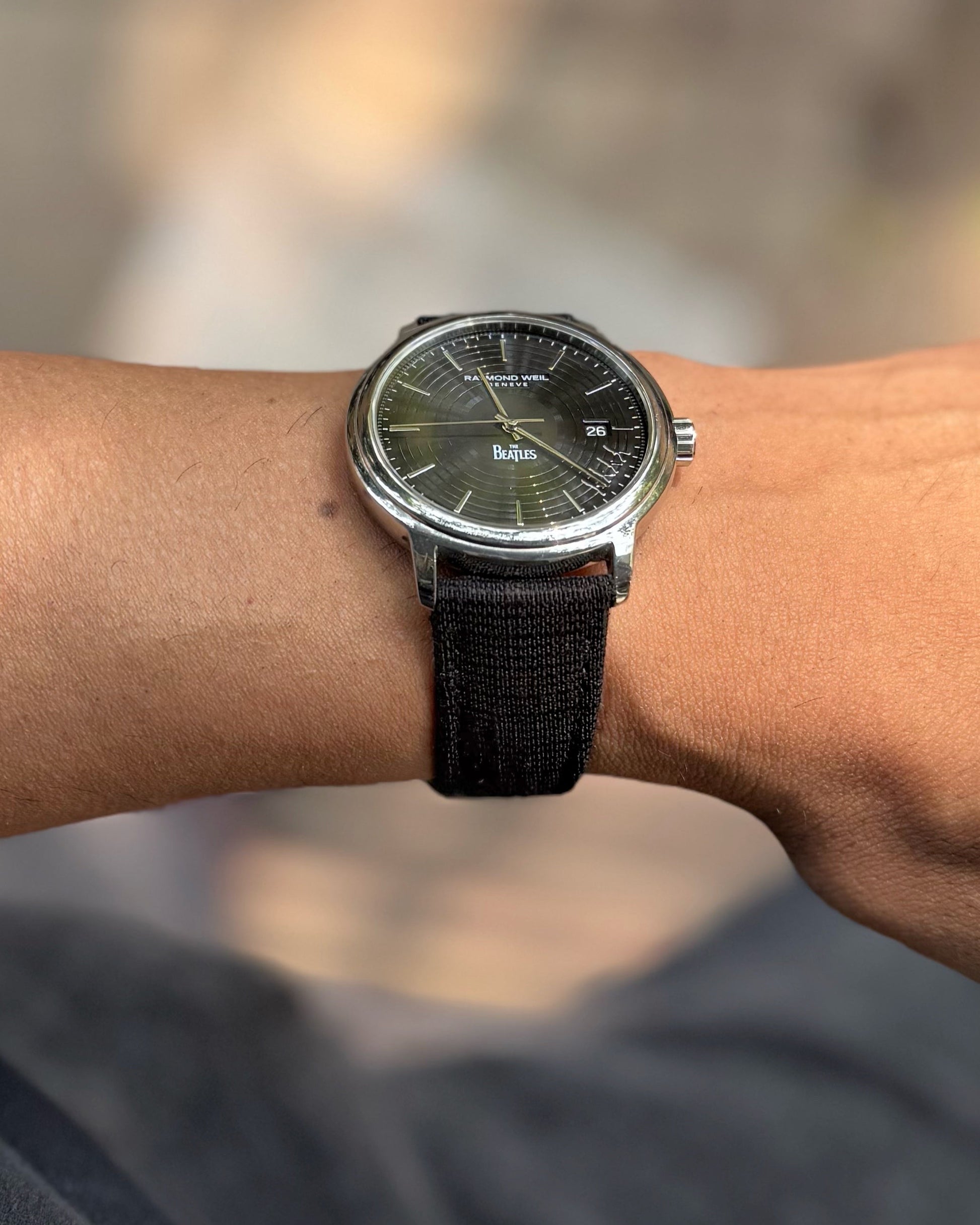 Noir Weave__Khadi fabric watch strap 24mm