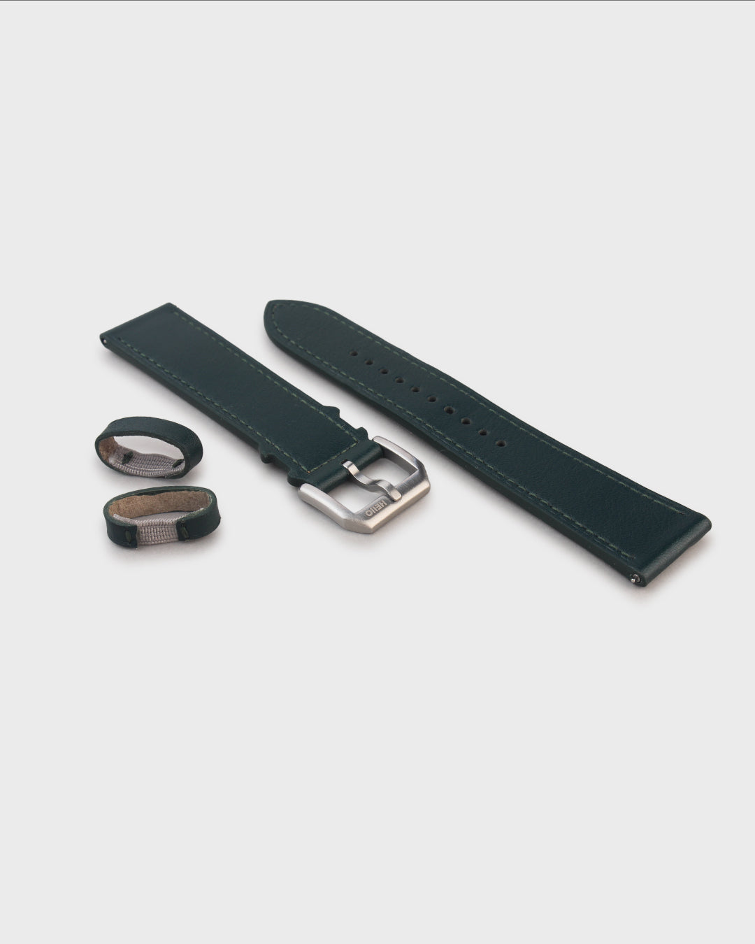 British Racing (Green)__Premium Italian Napa Leather Watch strap by Hello EDC in Dark Green colour and 18mm, 20mm & 22mm lug width sizes with FLEXA keeper system