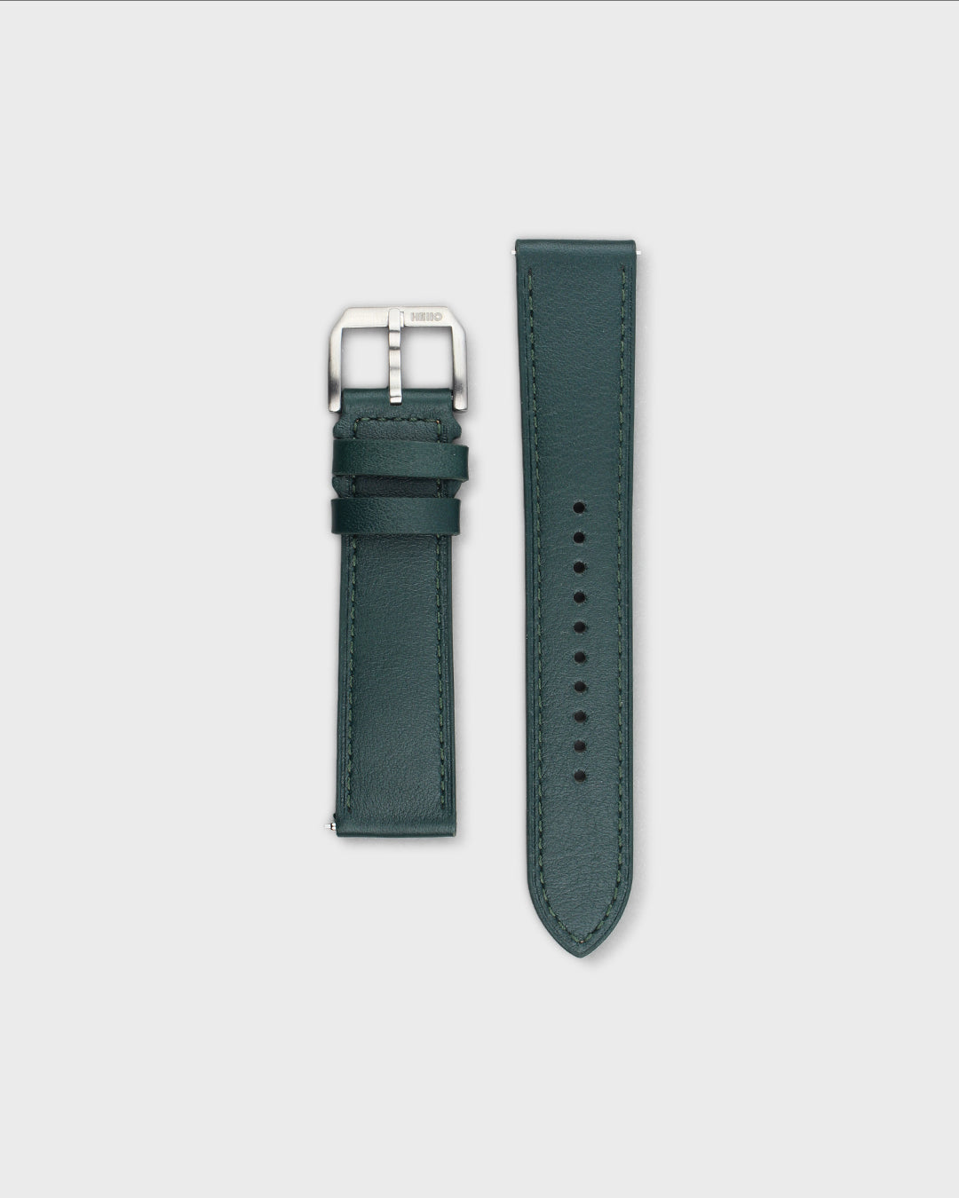 British Racing (Green)__Premium Italian Napa Leather Watch strap by Hello EDC in Dark Green colour and 18mm, 20mm & 22mm lug width sizes with FLEXA keeper system
