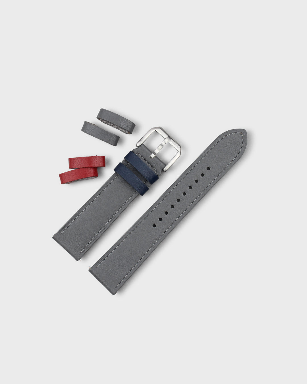 Pebble (Grey)__Premium Italian Napa Leather Watch strap by Hello EDC in Grey colour and 18mm, 20mm & 22mm lug width sizes with FLEXA keeper system