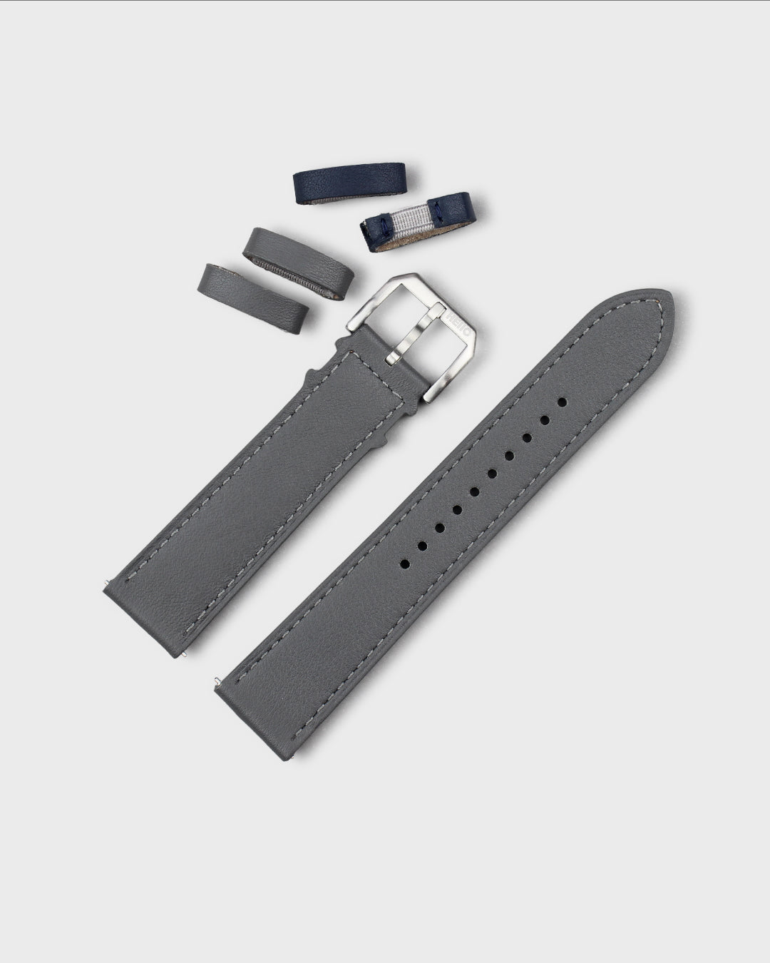 Pebble (Grey)__Premium Italian Napa Leather Watch strap by Hello EDC in Grey colour and 18mm, 20mm & 22mm lug width sizes with FLEXA keeper system