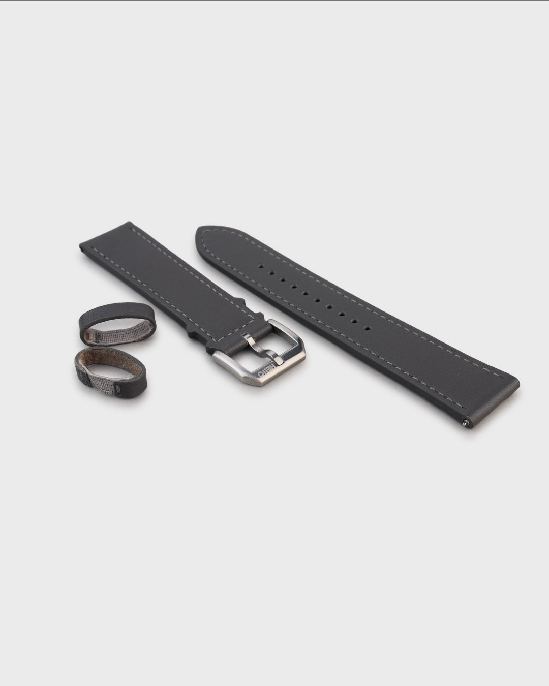 Pebble (Grey)__Premium Italian Napa Leather Watch strap by Hello EDC in Grey colour and 18mm, 20mm & 22mm lug width sizes with FLEXA keeper system