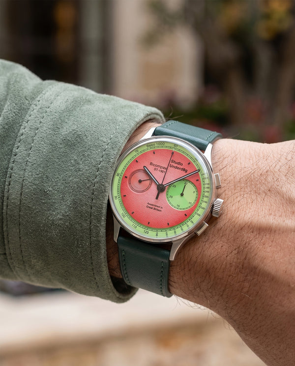 British Racing (Green)__Premium Italian Napa Leather Watch strap by Hello EDC in Dark Green colour and 18mm, 20mm & 22mm lug width sizes with FLEXA keeper system