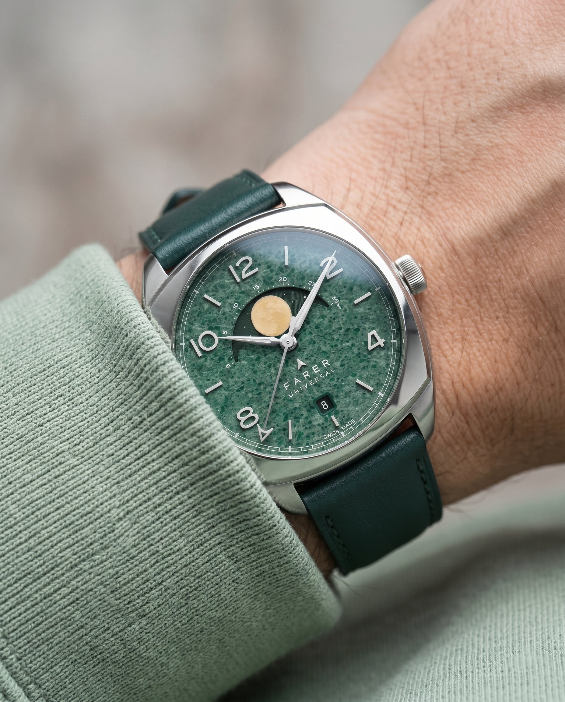British Racing (Green)__Premium Italian Napa Leather Watch strap by Hello EDC in Dark Green colour and 18mm, 20mm & 22mm lug width sizes with FLEXA keeper system