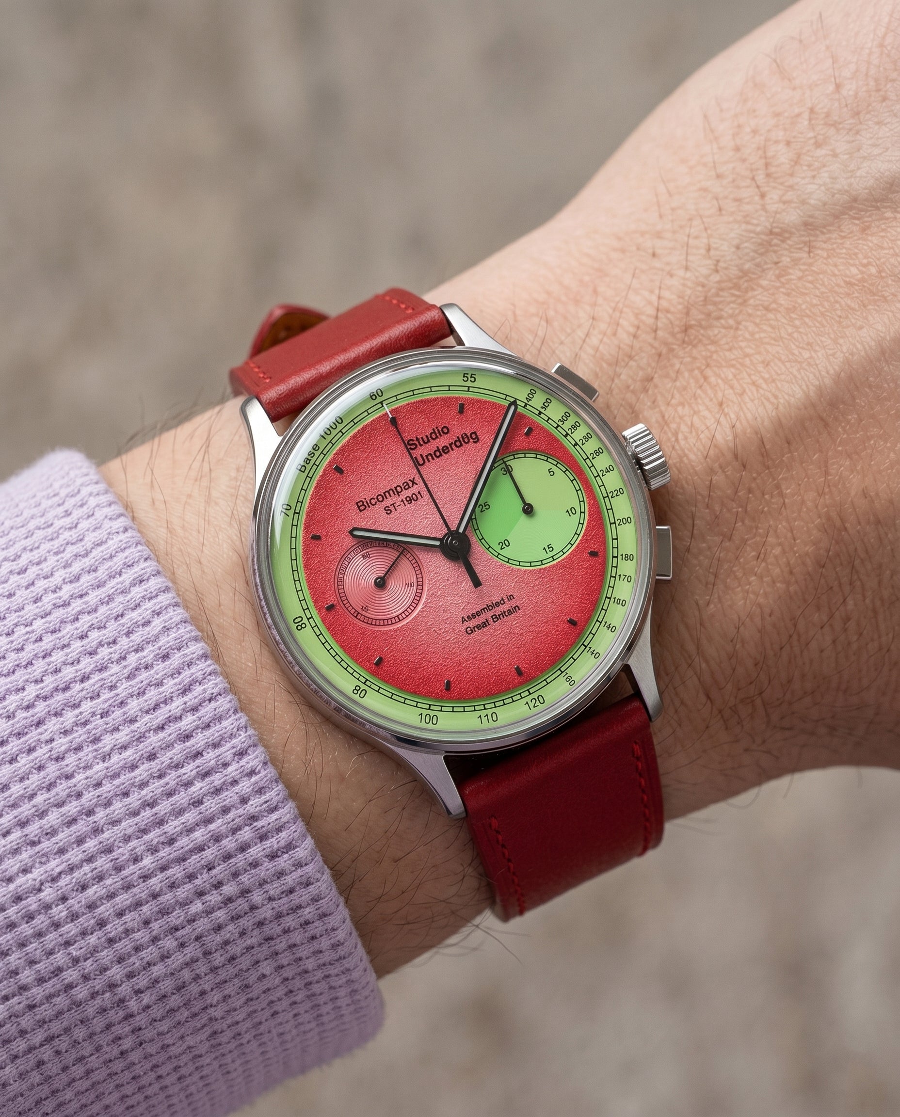 Ember (Red)__Premium Italian Napa Leather Watch strap by Hello EDC in Red 18mm, 20mm & 22mm lug width sizes with FLEXA keeper system.