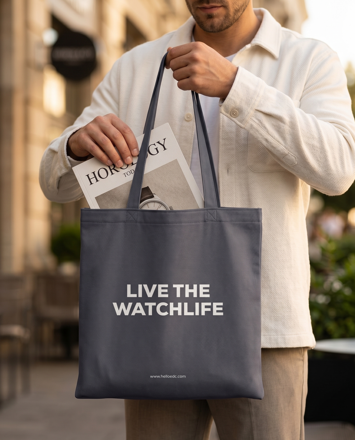 STUDIO GREY__The GTG Tote - Hello Canvas Tote Bag for watch life and Get-together