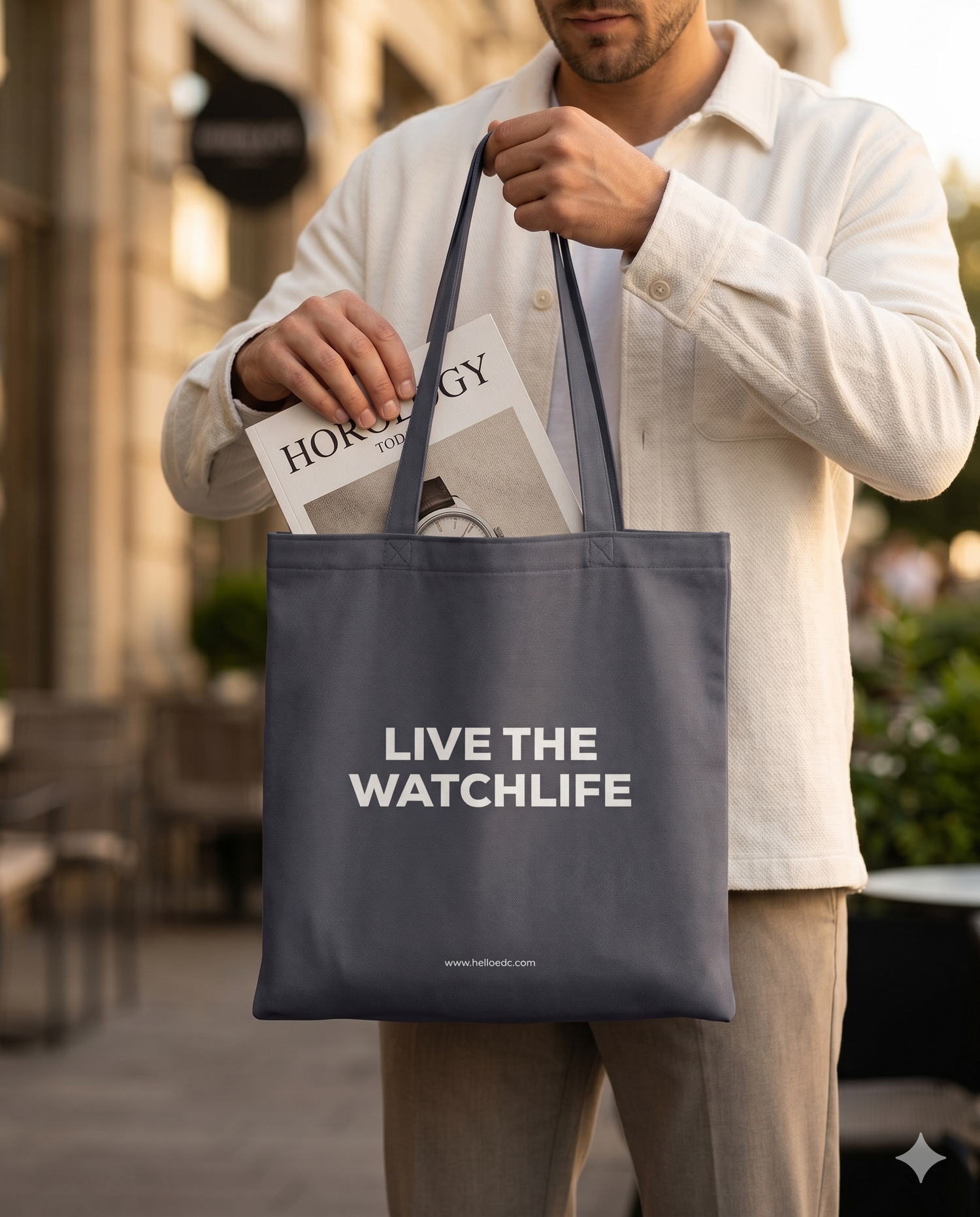 STUDIO GREY__The GTG Tote - Hello Canvas Tote Bag for watch life and Get-together