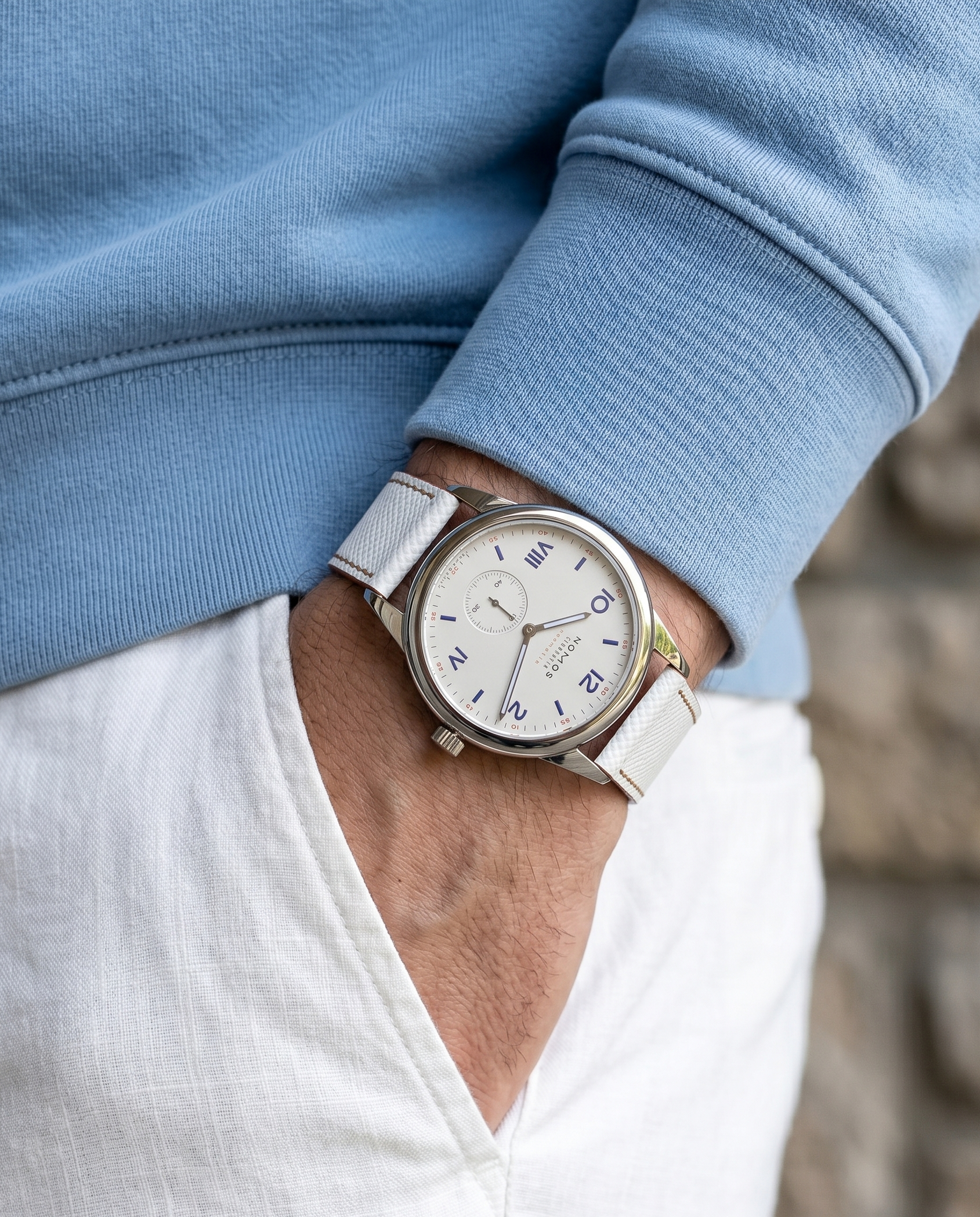 Cappuccino Cream__White Brown Epsom Italian Leather Watch strap 
