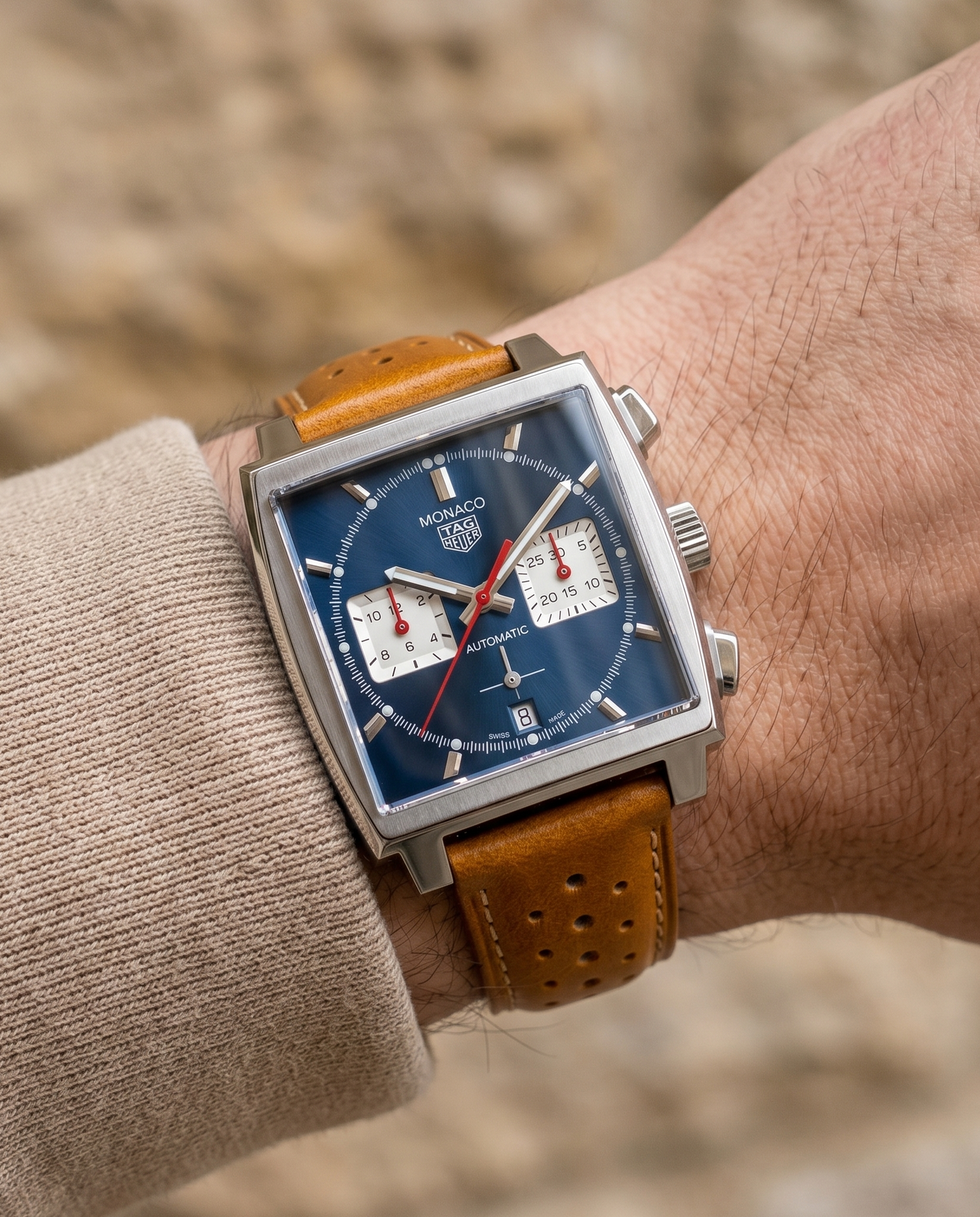 SUZUKA (Light Tan)__Tan leather watch strap_Racer Style_20mm / 22mm