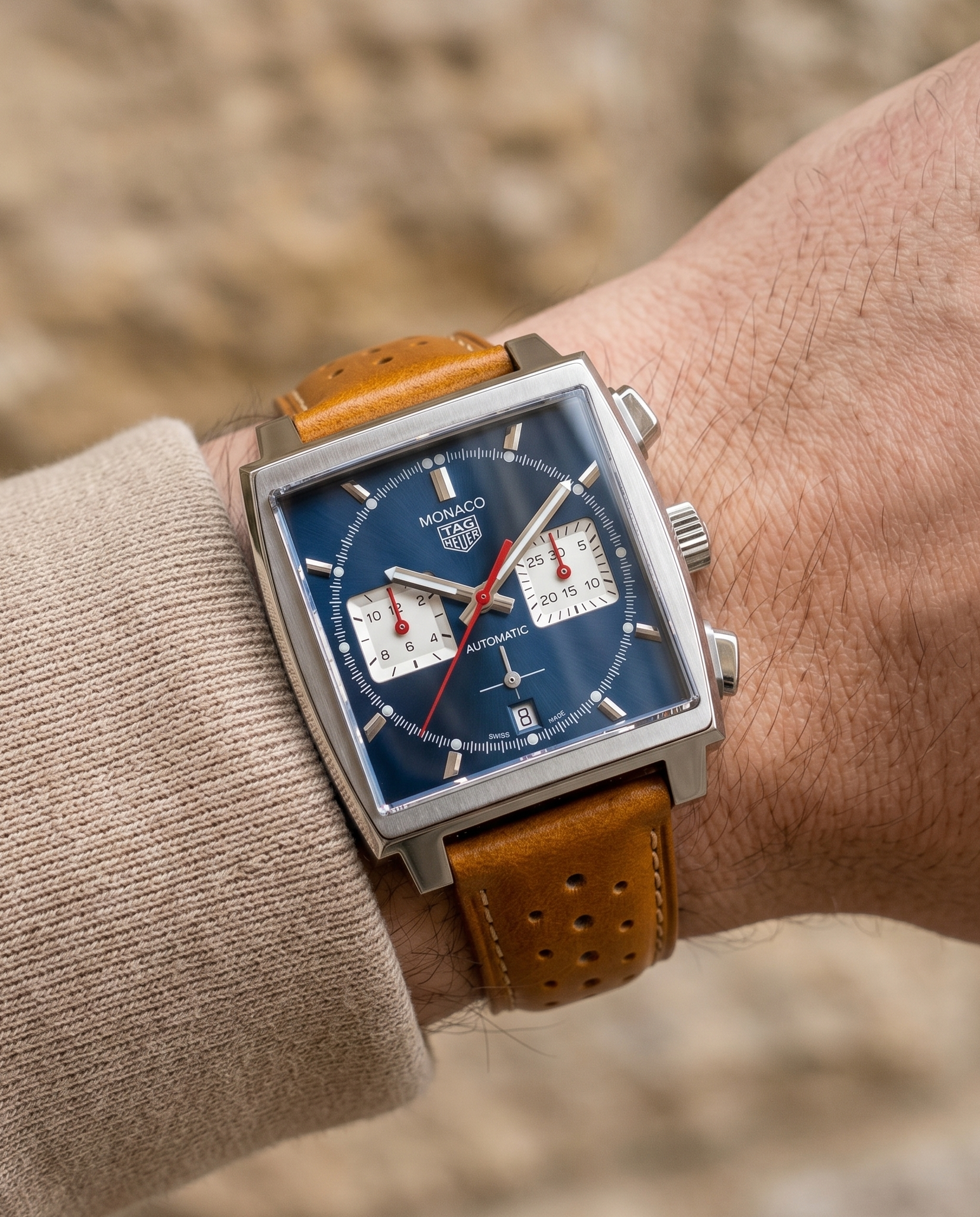 SUZUKA (Light Tan)__Tan leather watch strap_Racer Style_20mm / 22mm